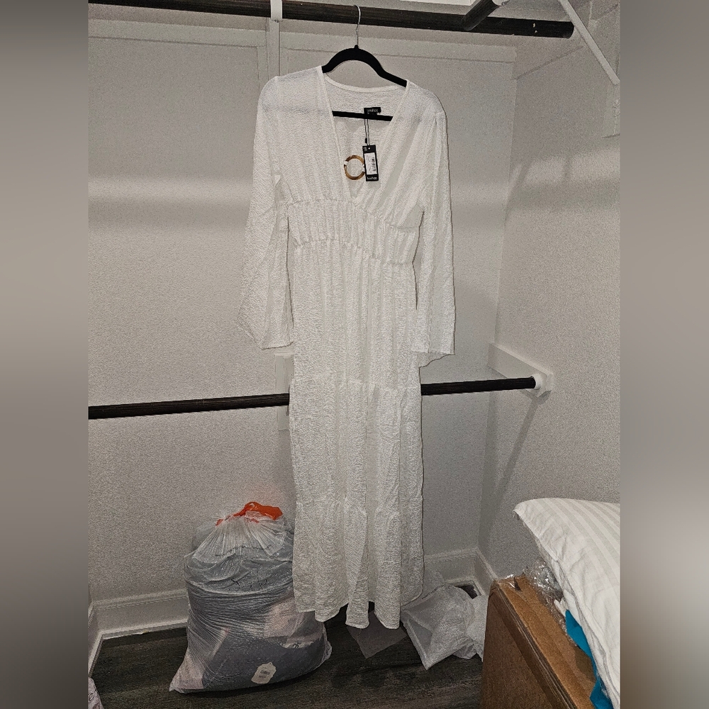 Boohoo white maxi dress